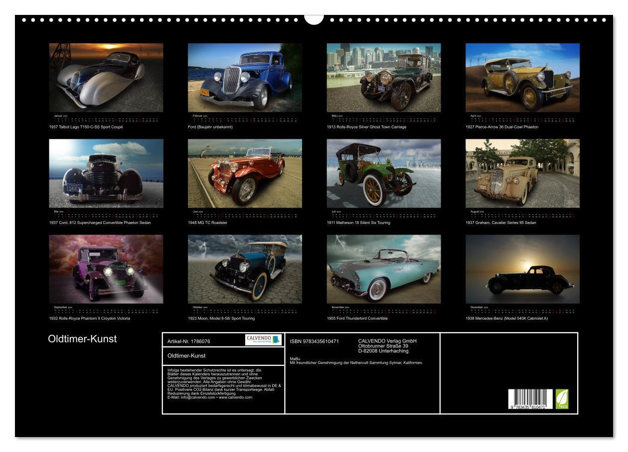 Bild: 9783435610471 | Oldtimer-Kunst (Wandkalender 2025 DIN A2 quer), CALVENDO...