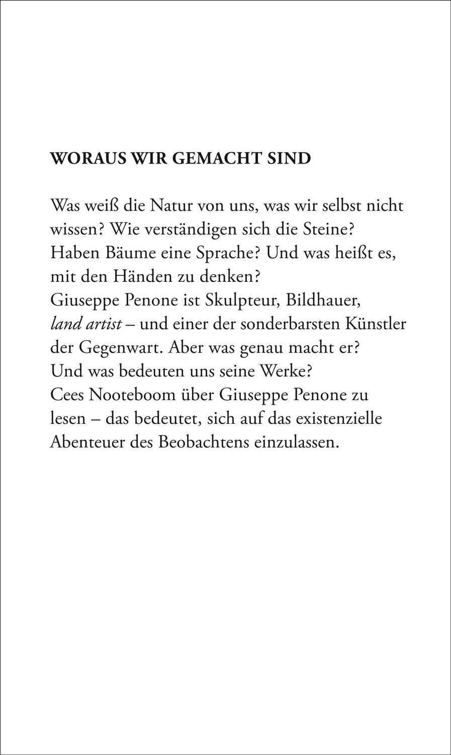 Rückseite: 9783518431559 | In den Bäumen blühen Steine | Die erdachte Welt von Giuseppe Penone