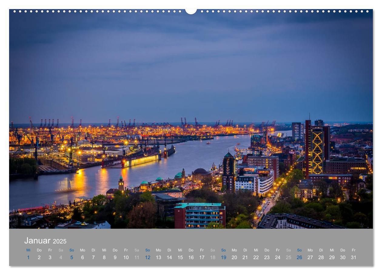 Bild: 9783435662036 | Hamburger Hafen - Im Zauber der Nacht (Wandkalender 2025 DIN A2...