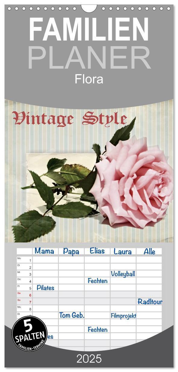 Cover: 9783457125533 | Familienplaner 2025 - Vintage Style mit 5 Spalten (Wandkalender, 21...