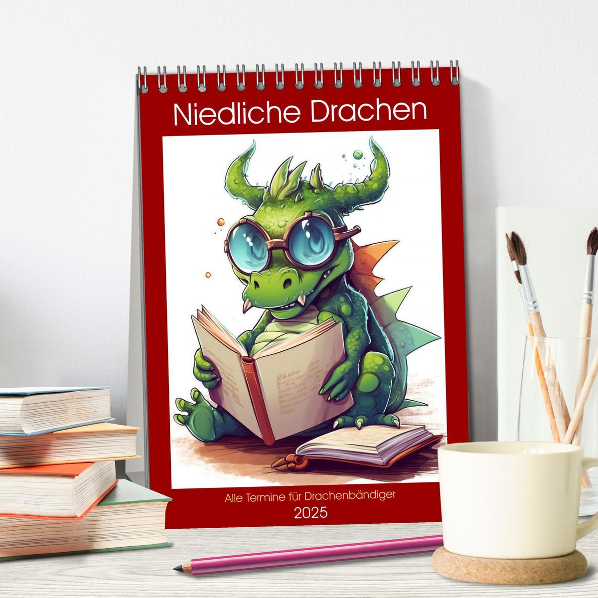 Bild: 9783435873708 | Niedliche Drachen (Tischkalender 2025 DIN A5 hoch), CALVENDO...