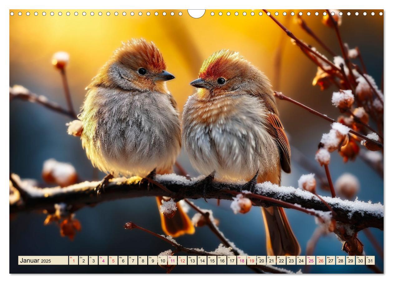 Bild: 9783383842160 | Vögel Alltag (Wandkalender 2025 DIN A3 quer), CALVENDO Monatskalender