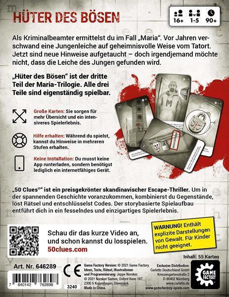 Bild: 7640142762898 | 50 Clues 2 - Hüter des Bösen (Spiel) | Escape Thriller | Jeppe Norsker