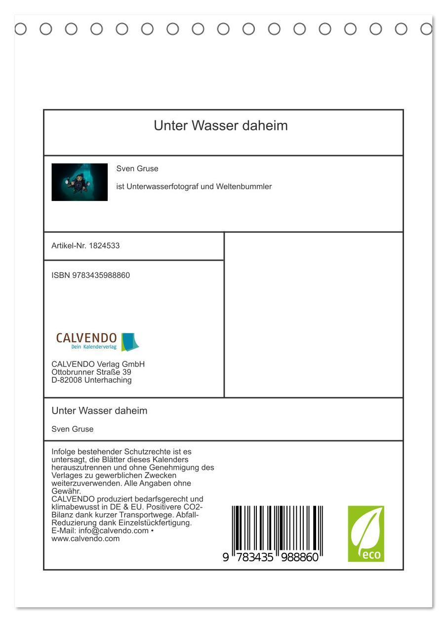 Bild: 9783435988860 | Unter Wasser daheim (Tischkalender 2025 DIN A5 hoch), CALVENDO...