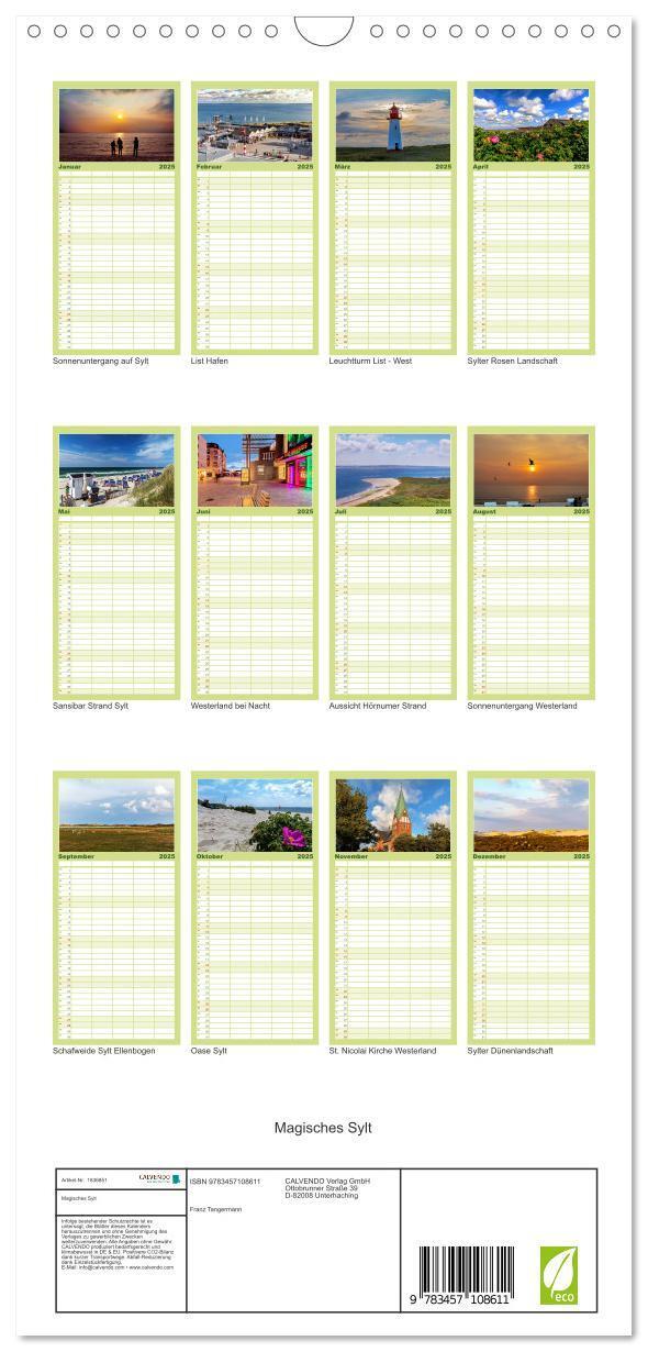 Bild: 9783457108611 | Familienplaner 2025 - Magisches Sylt mit 5 Spalten (Wandkalender,...