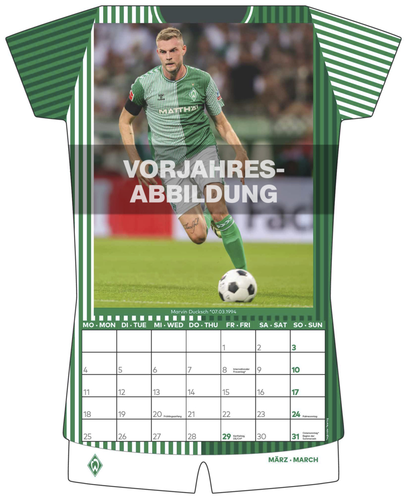 Bild: 4002725994509 | N NEUMANNVERLAGE - Werder Bremen 2025 Trikotkalender, 34,1x42cm,...