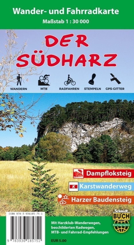 Cover: 9783936185751 | Der Südharz, Wander- und Fahrradkarte | (Land-)Karte | Deutsch | 2012