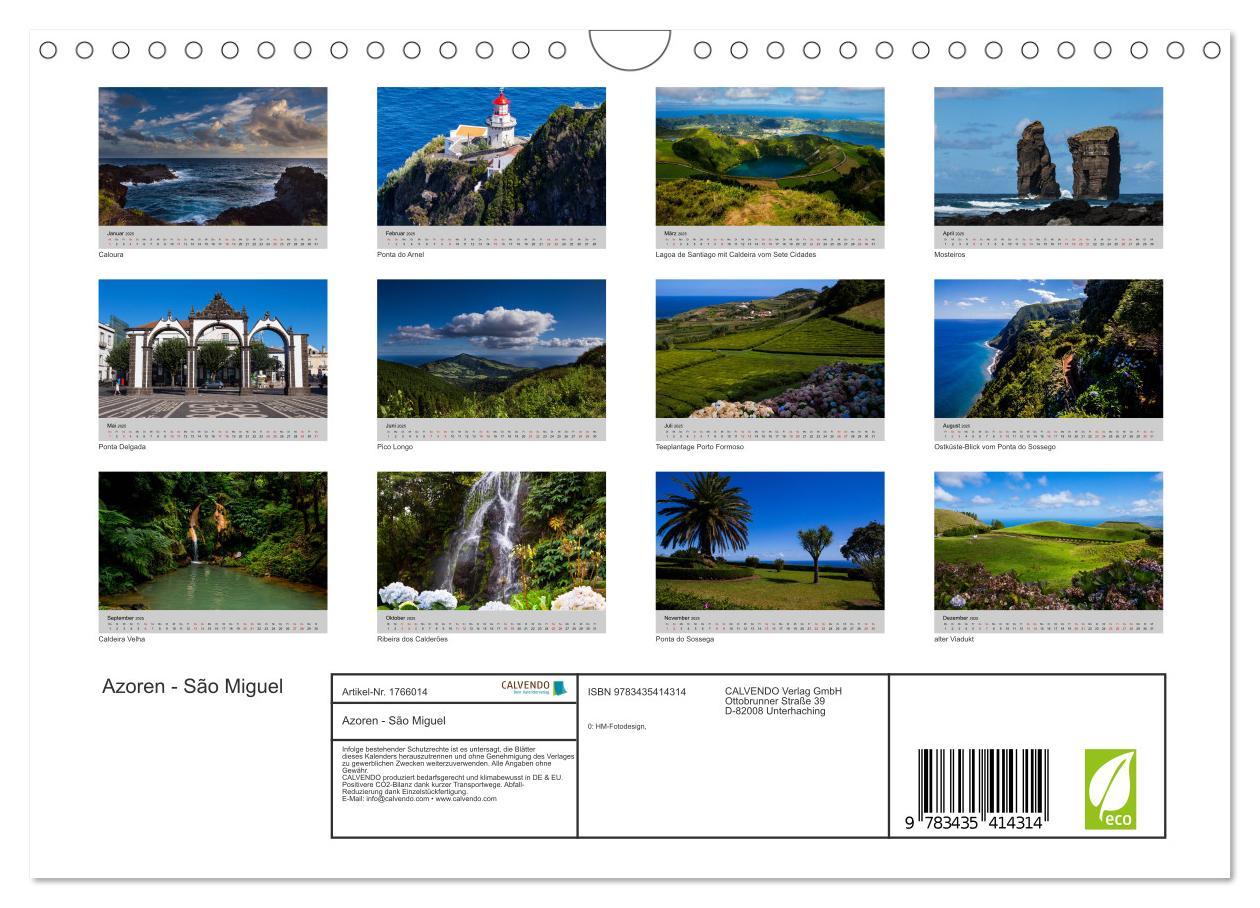 Bild: 9783435414314 | Azoren - São Miguel (Wandkalender 2025 DIN A4 quer), CALVENDO...