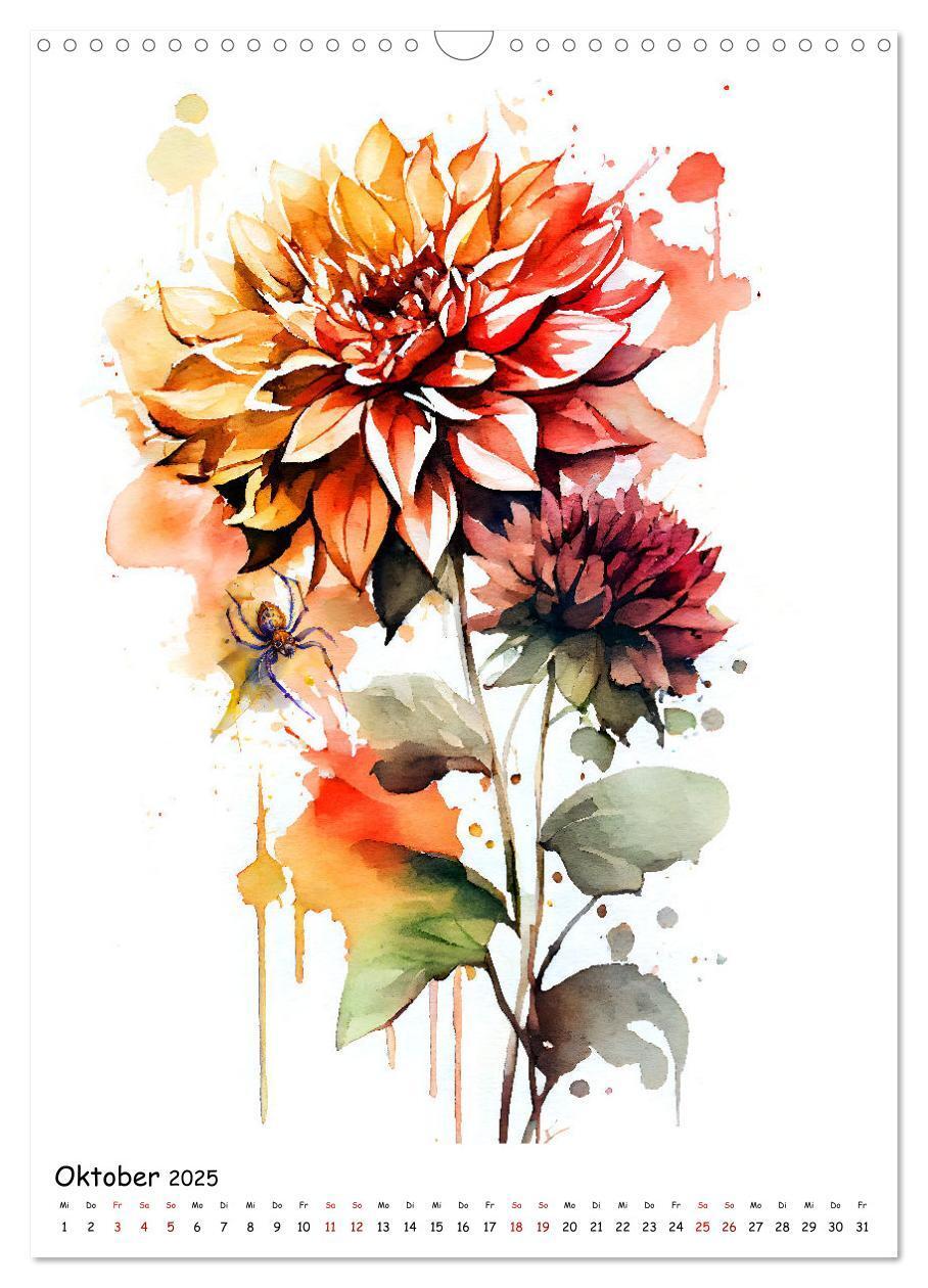 Bild: 9783435883189 | Aquarellmalerei - Blumen und Tiere im Garten (Wandkalender 2025 DIN...