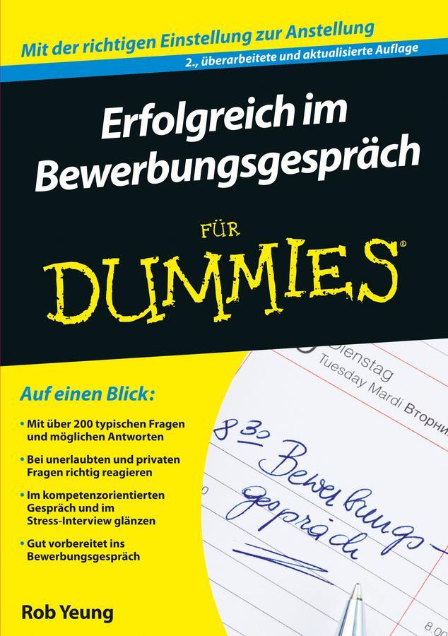 Cover: 9783527712267 | Erfolgreich im Bewerbungsgespräch für Dummies | Rob Yeung | Buch