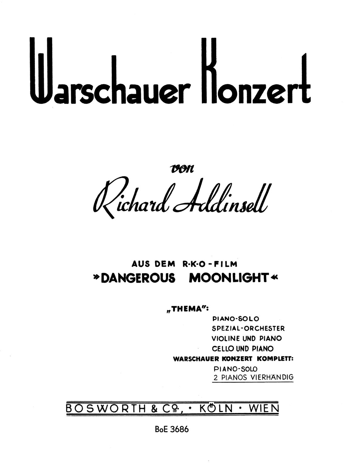 Cover: 9790201610214 | Richard Addinsell: Warsaw Concerto (2 Piano Score) | Addinsell | Buch