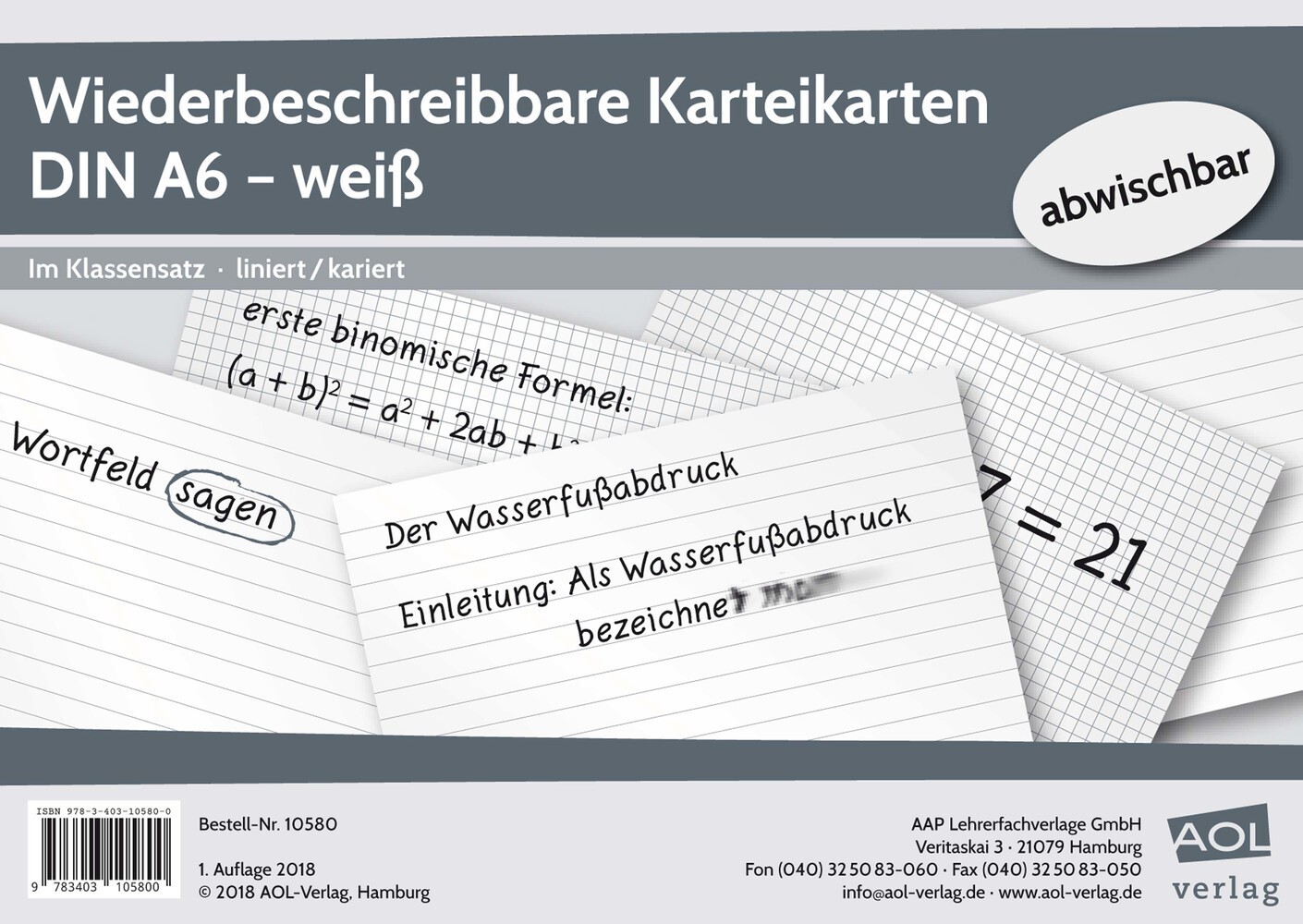 Cover: 9783403105800 | Wiederbeschreibbare Karteikarten DIN A6 - weiß | Box | 2018 | Scolix