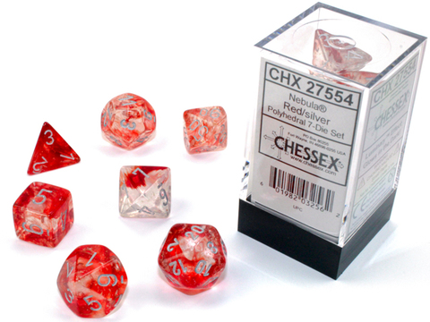 Cover: 601982032562 | Nebula® Polyhedral Red/silver Luminary™ 7-Die Set | Chessex