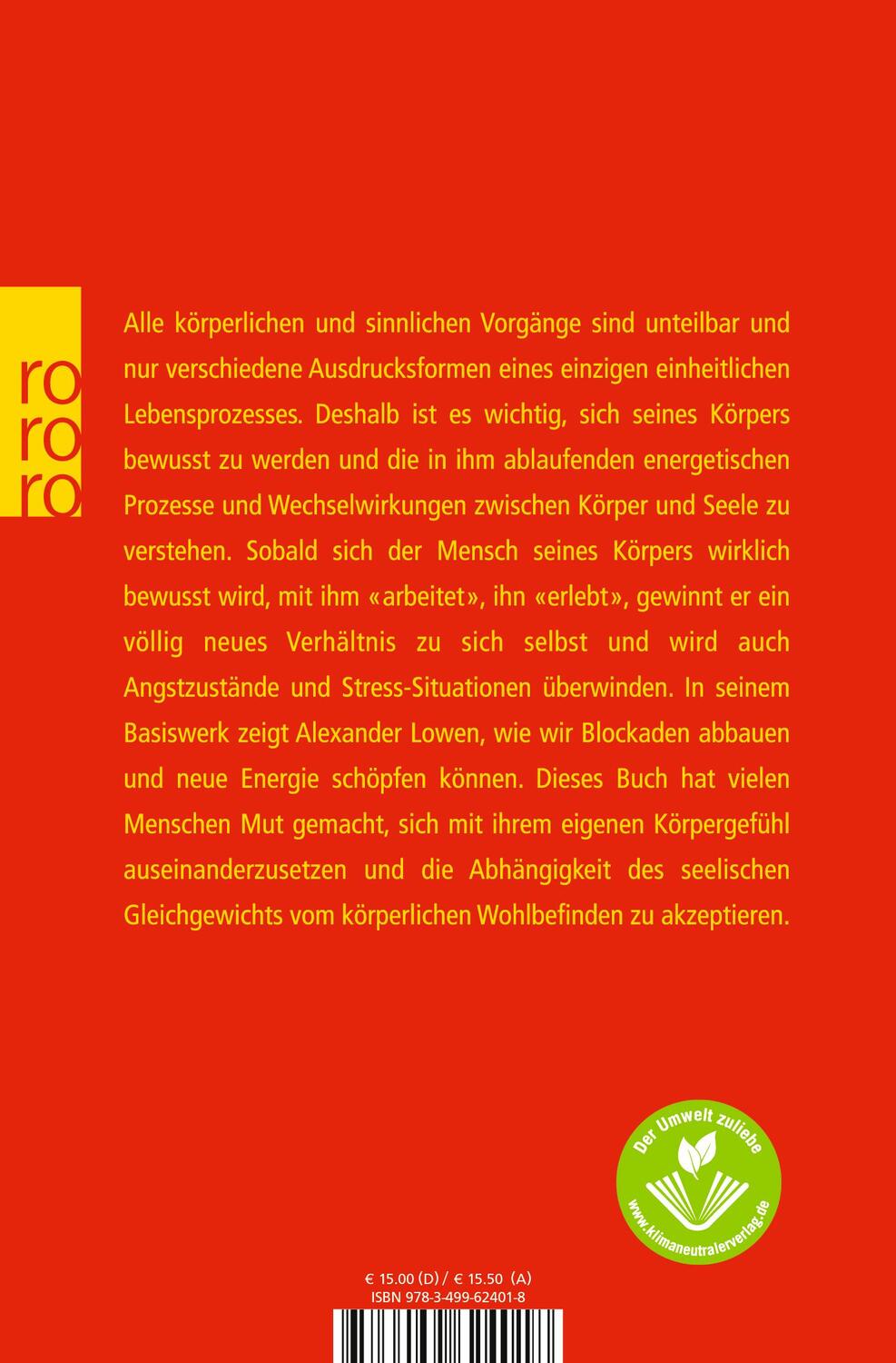 Rückseite: 9783499624018 | Bioenergetik | Therapie der Seele durch Arbeit mit dem Körper | Lowen