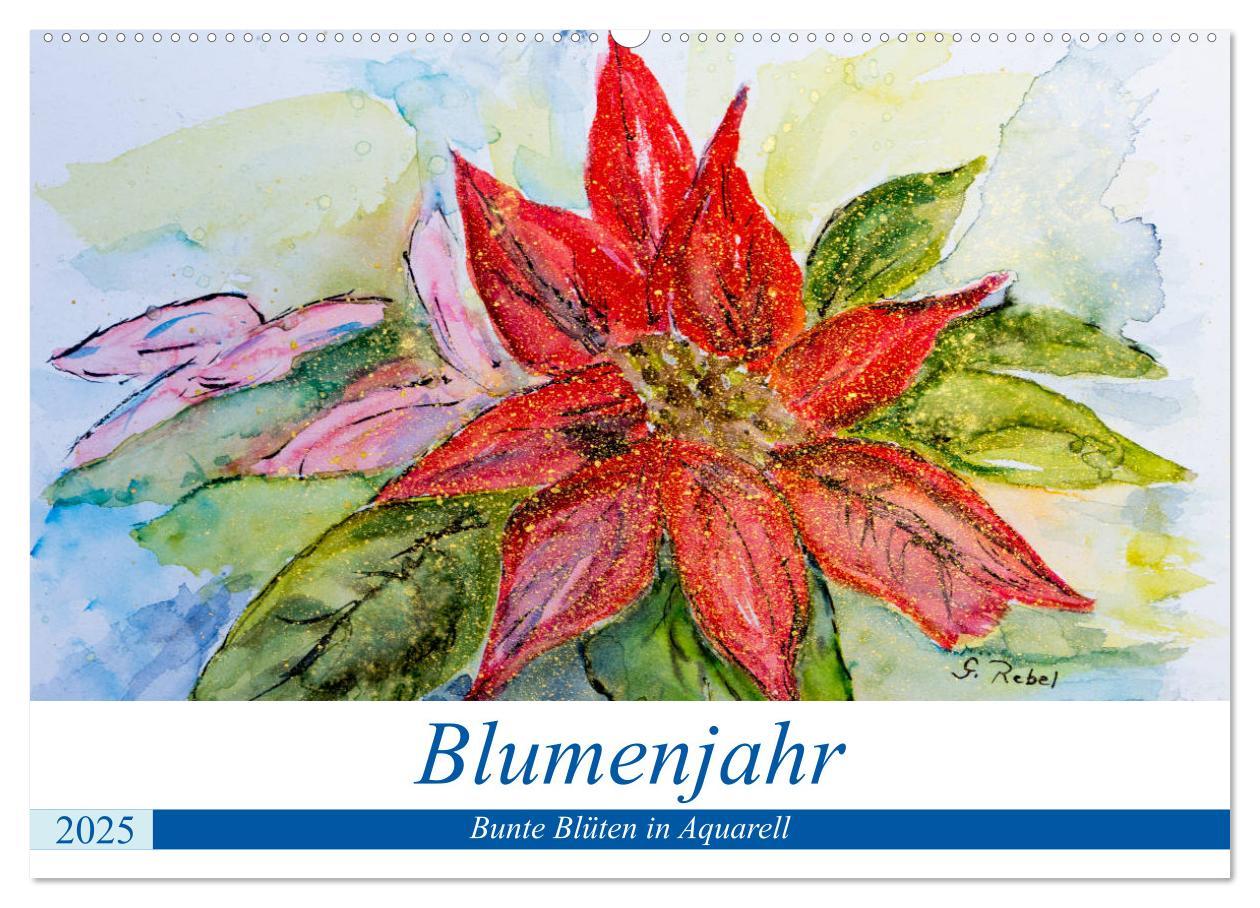 Cover: 9783435497980 | Blumenjahr - Bunte Blüten in Aquarell (Wandkalender 2025 DIN A2...