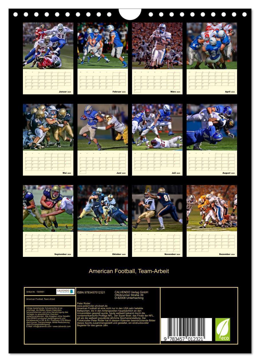 Bild: 9783457012321 | American Football, Team-Arbeit (Wandkalender 2025 DIN A4 hoch),...