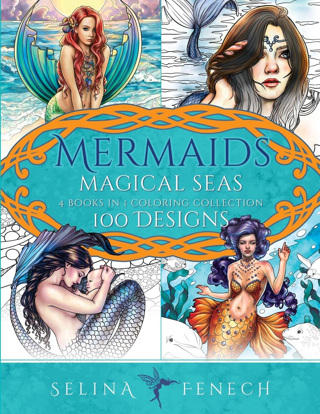 Cover: 9781922390585 | Mermaids Magical Seas Coloring Collection | 100 Designs | Fenech