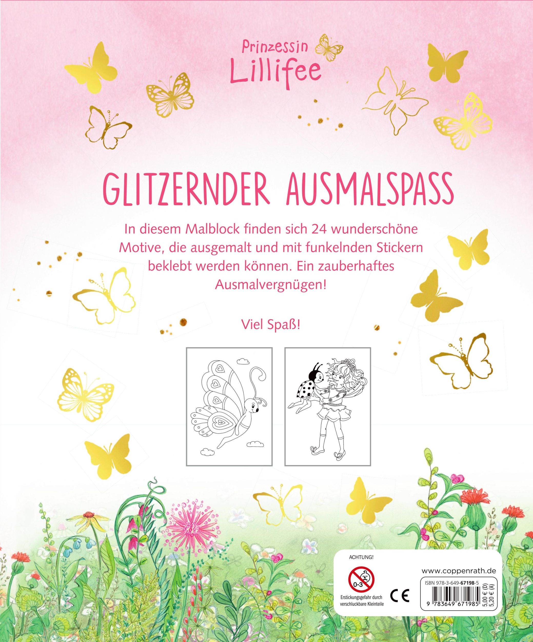 Rückseite: 9783649671985 | Malblock mit Glitzerstickern (Prinzessin Lillifee) | Finsterbusch