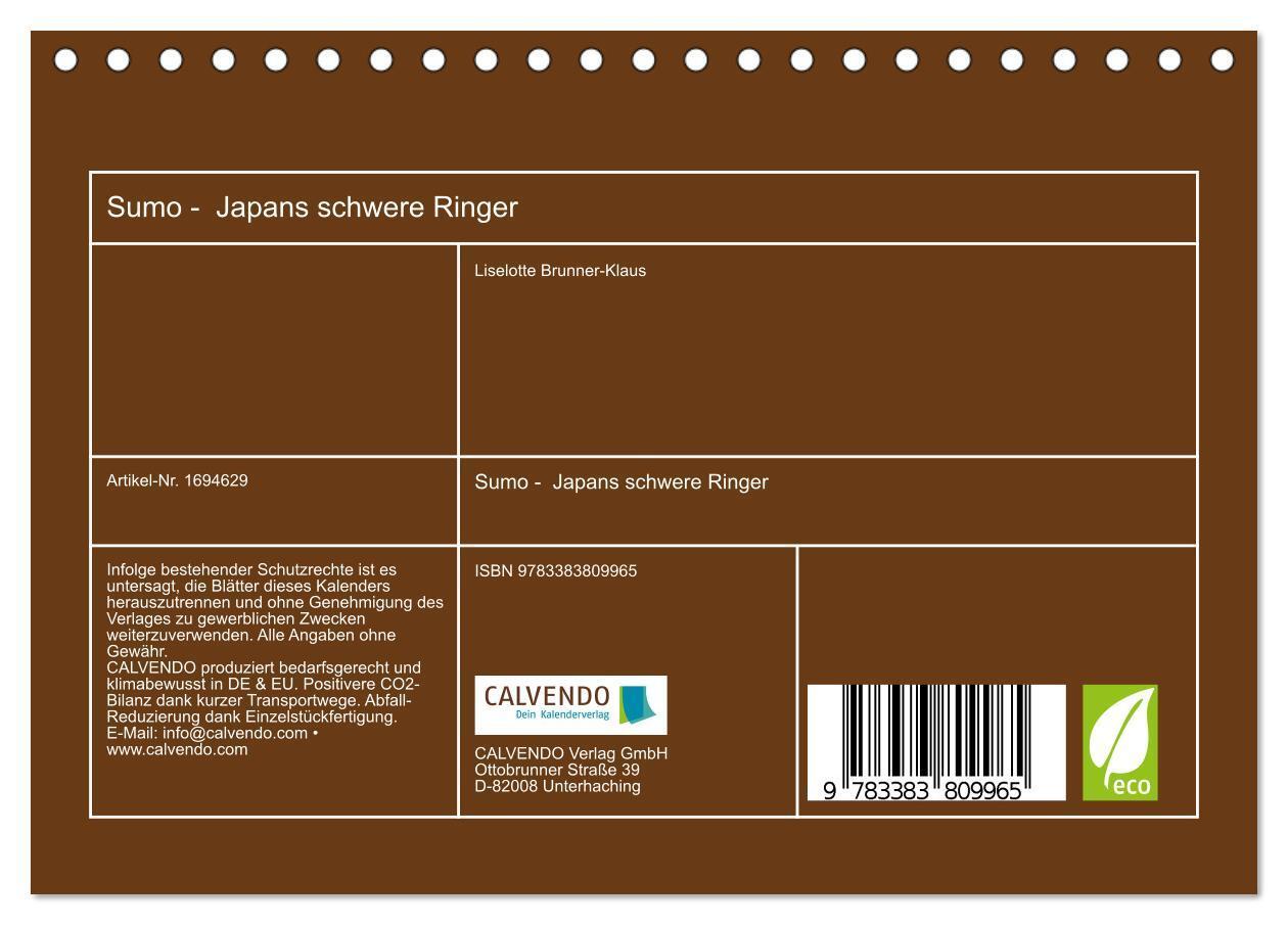 Bild: 9783383809965 | Sumo - Japans schwere Ringer (Tischkalender 2025 DIN A5 quer),...