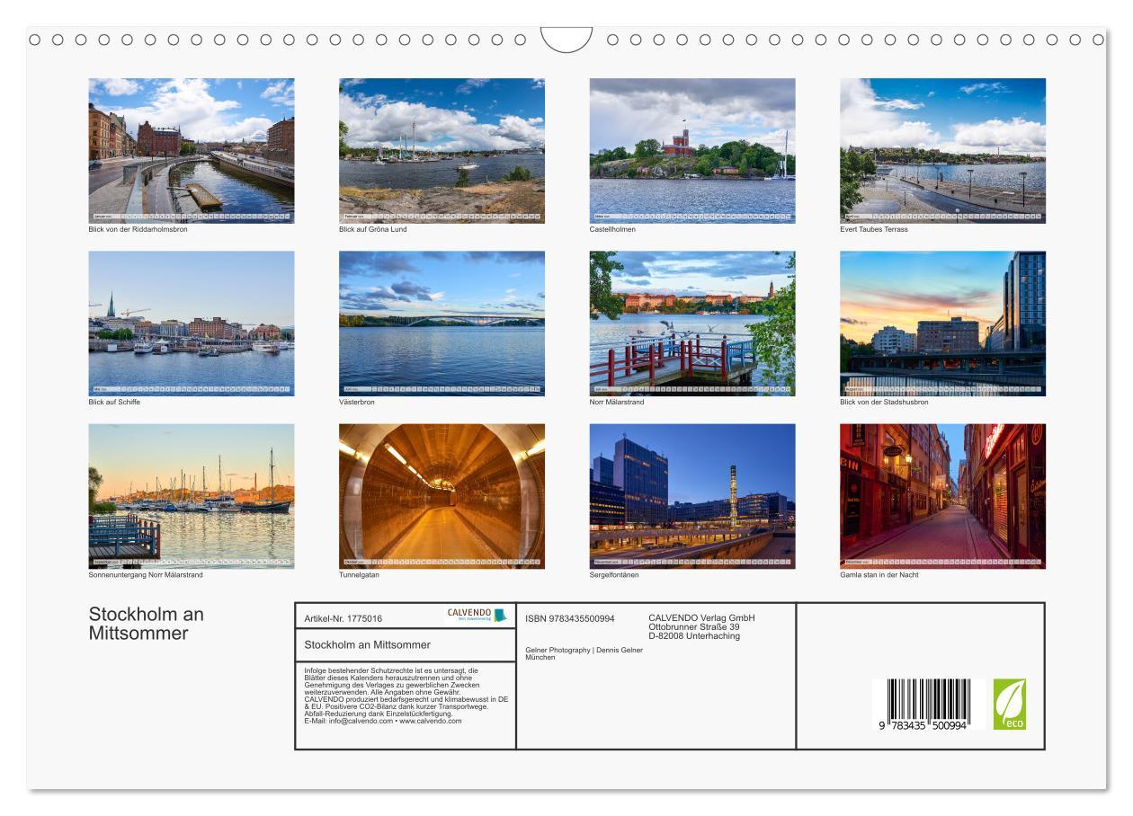 Bild: 9783435500994 | Stockholm an Mittsommer (Wandkalender 2025 DIN A3 quer), CALVENDO...