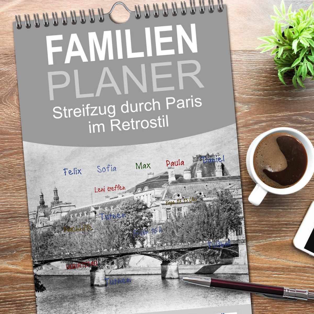 Bild: 9783457121245 | Familienplaner 2025 - Streifzug durch Paris im Retrostil mit 5...