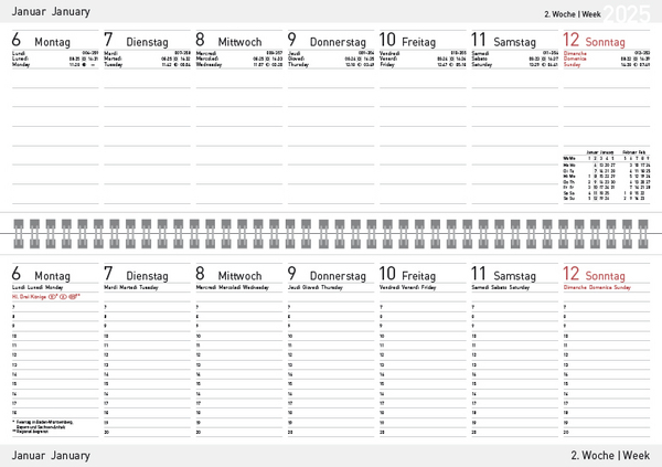 Bild: 9783731878773 | Tischkalender quer Professional Premium 2025 rot | Korsch Verlag