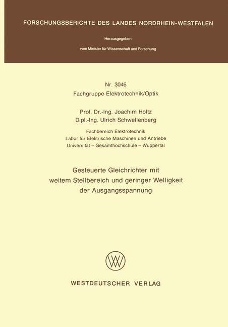 Cover: 9783531030463 | Gesteuerte Gleichrichter mit weitem Stellbereich und geringer...