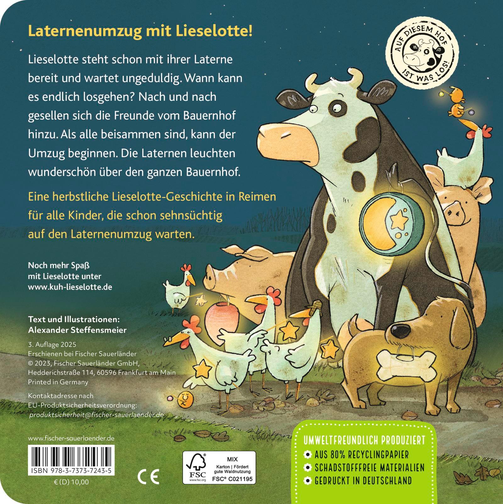 Rückseite: 9783737372435 | Laterne, Laterne, Lieselotte! | Alexander Steffensmeier | Buch | 22 S.