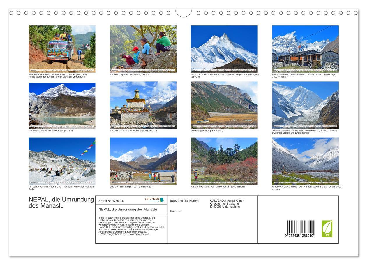 Bild: 9783435251940 | NEPAL, die Umrundung des Manaslu (Wandkalender 2025 DIN A3 quer),...