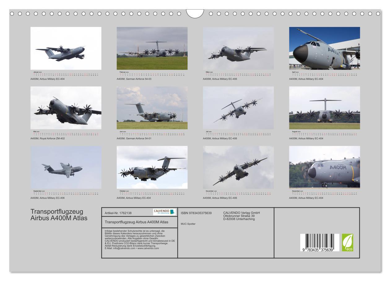 Bild: 9783435375639 | Transportflugzeug Airbus A400M Atlas (Wandkalender 2025 DIN A3...