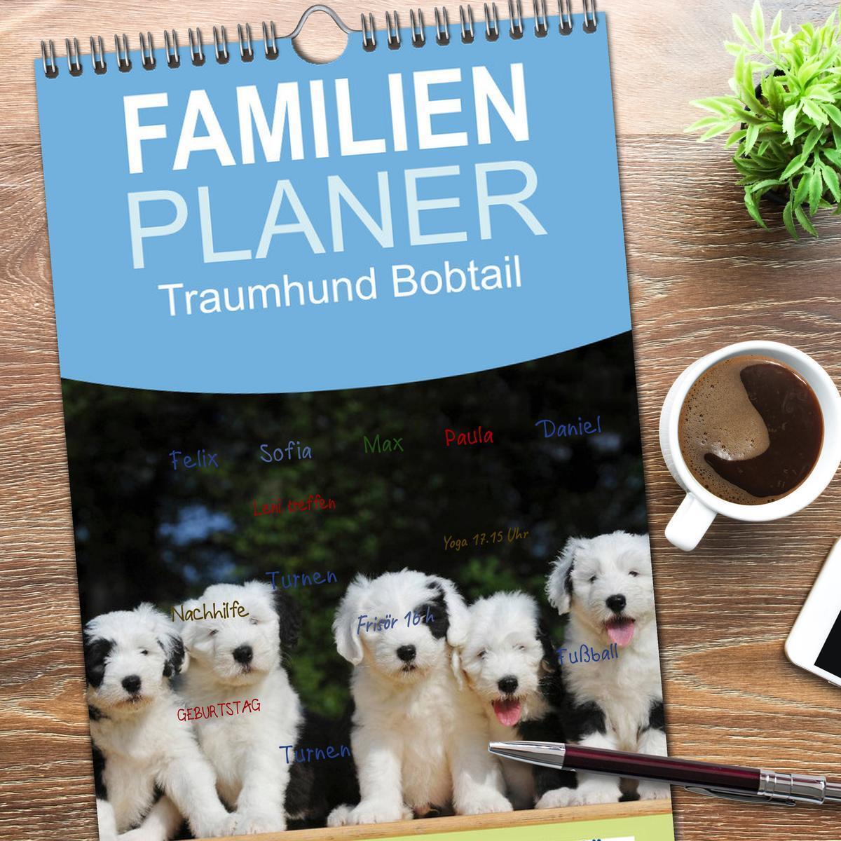 Bild: 9783457125151 | Familienplaner 2025 - Traumhund Bobtail mit 5 Spalten...