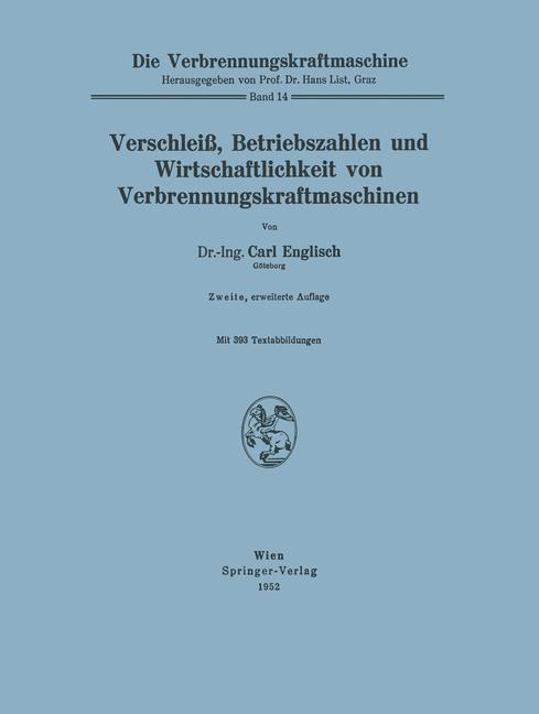 Cover: 9783211802861 | Verschleiß, Betriebszahlen und Wirtschaftlichkeit von...