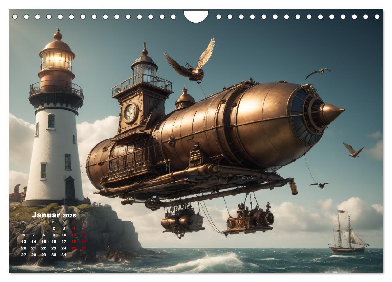 Bild: 9783383803765 | Steampunk - Die Welt der Leuchttürme (Wandkalender 2025 DIN A4...