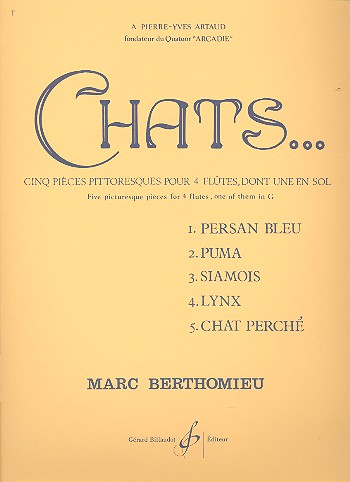 Cover: 9790043011941 | Chats | Marc Berthomieu | Partitur + Stimmen | Gerard Billaudot