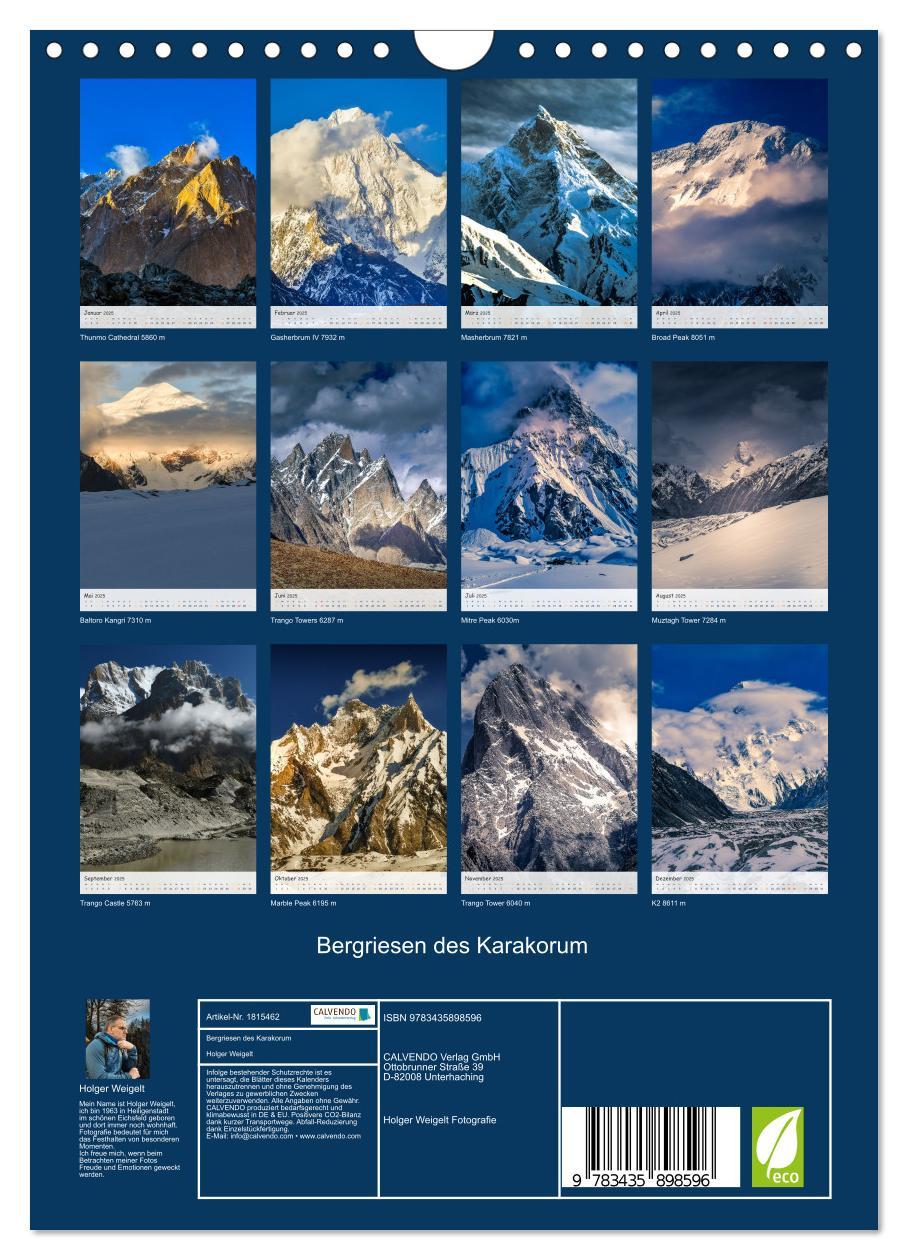 Bild: 9783435898596 | Bergriesen des Karakorum (Wandkalender 2025 DIN A4 hoch), CALVENDO...