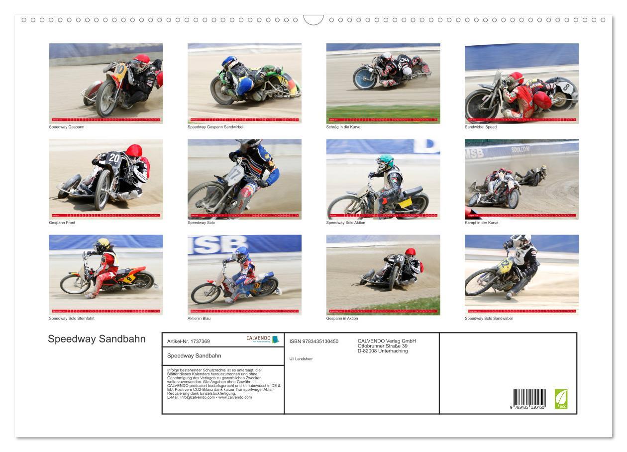 Bild: 9783435130450 | Speedway Sandbahn (Wandkalender 2025 DIN A2 quer), CALVENDO...