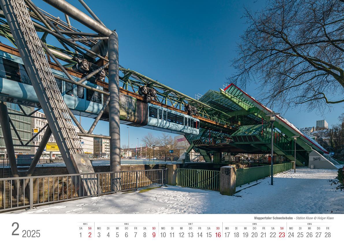 Bild: 9783965352285 | Wuppertaler Schwebebahn 2025 Bildkalender A3 Spiralbindung | Klaes