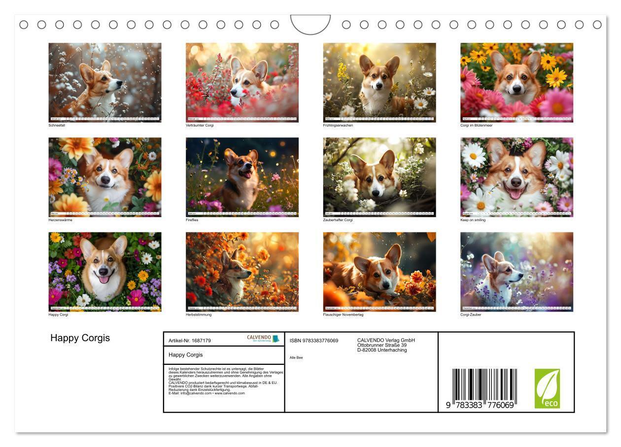 Bild: 9783383776069 | Happy Corgis (Wandkalender 2025 DIN A4 quer), CALVENDO Monatskalender