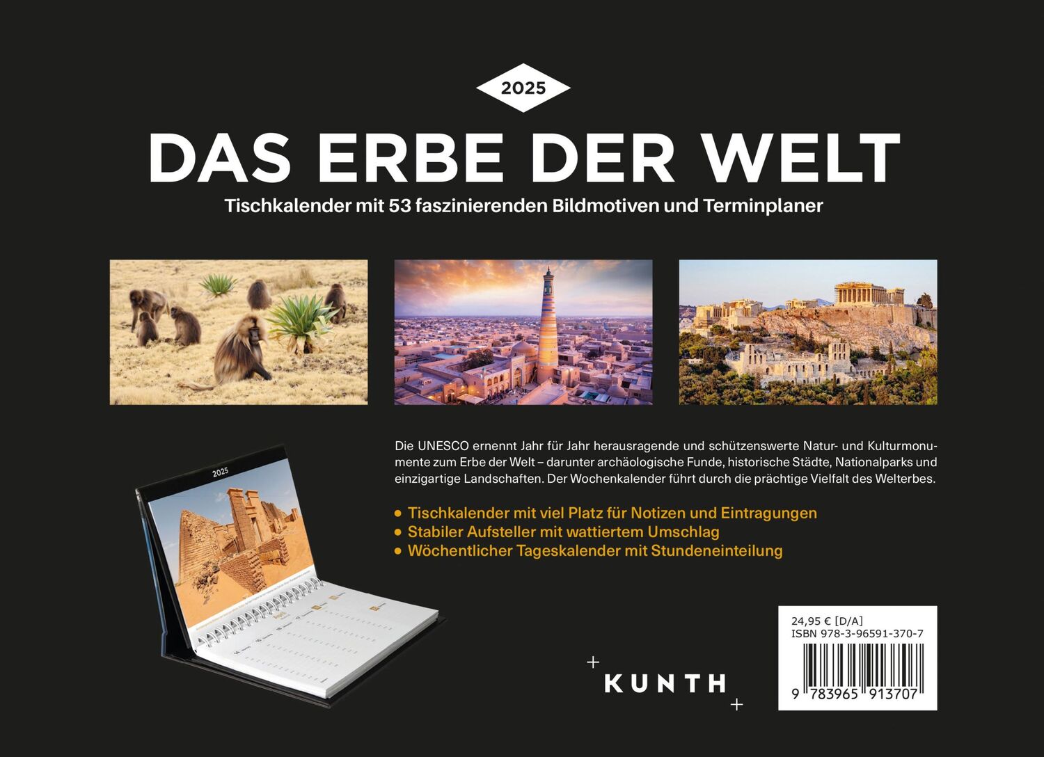 Rückseite: 9783965913707 | Das Erbe der Welt - KUNTH Tischkalender 2025 | Kalender | 54 S. | 2025