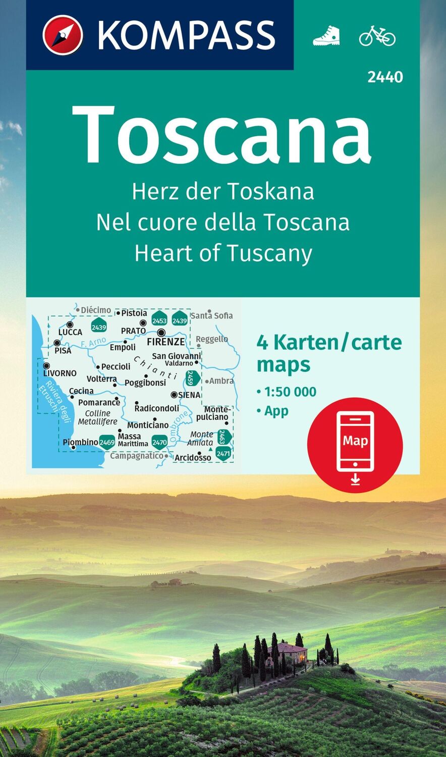 Cover: 9783991215783 | KOMPASS Wanderkarten-Set 2440 Toscana, Herz der Toskana, Nel cuore...