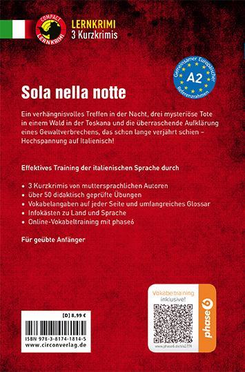 Rückseite: 9783817418145 | Sola nella notte | Italienisch A2 | Alessandra Felici Puccetti (u. a.)