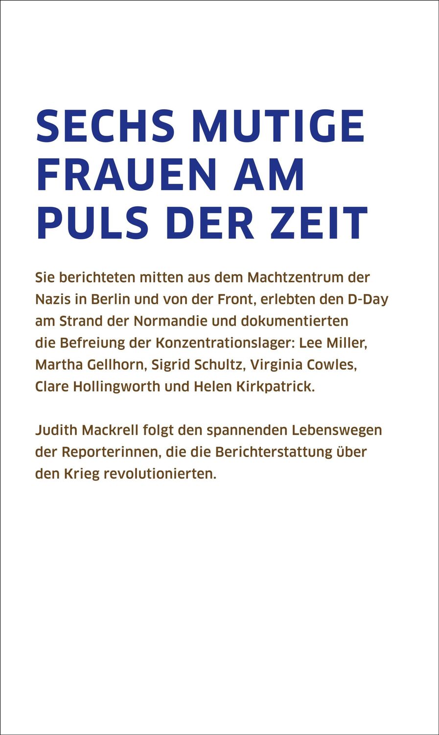 Rückseite: 9783458643913 | Frauen an der Front | Kriegsreporterinnen im Zweiten Weltkrieg | Buch