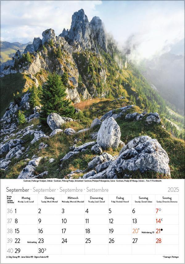 Bild: 9783731876113 | Die Alpen 2025 | Verlag Korsch | Kalender | Spiralbindung | 13 S.