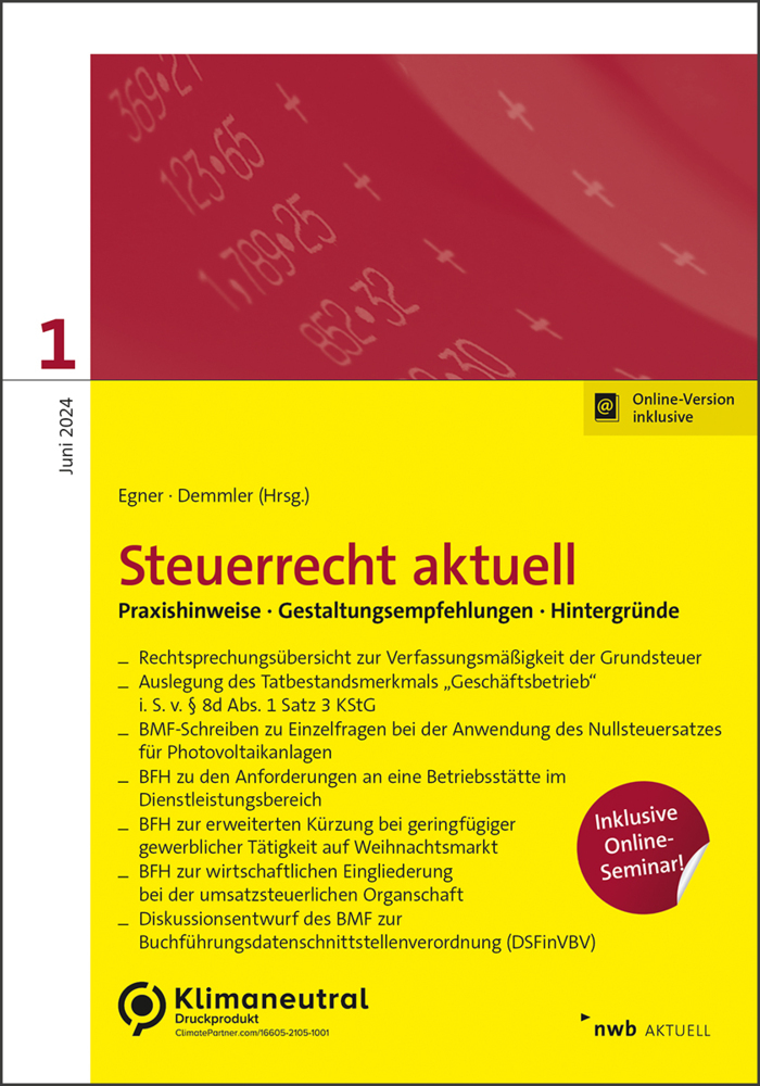 Cover: 9783482684135 | NWB Steuerrecht aktuell 1/2024 | Thomas Bruckbauer (u. a.) | Bundle