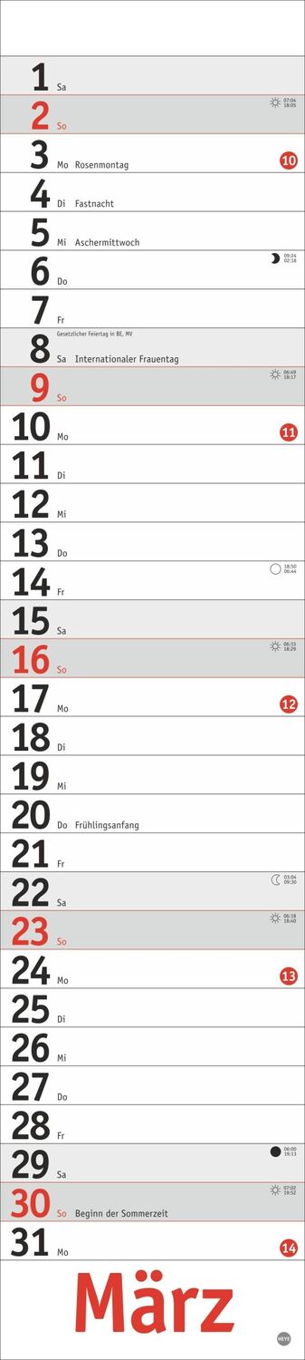 Bild: 9783756406326 | Langplaner, rot 2025 | Heye | Kalender | Bürokalender Heye | 13 S.