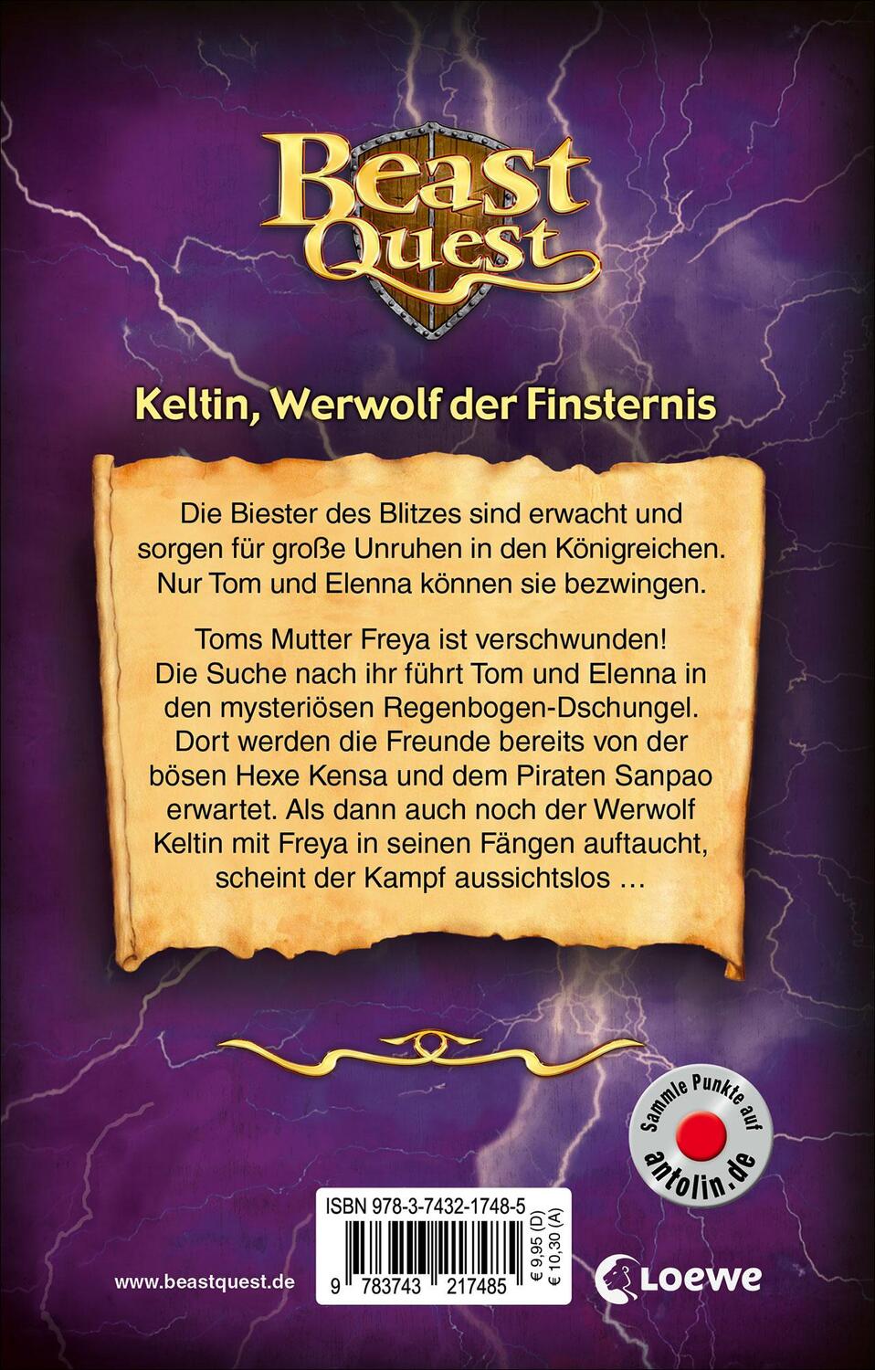 Rückseite: 9783743217485 | Beast Quest (Band 68) - Keltin, Werwolf der Finsternis | Adam Blade