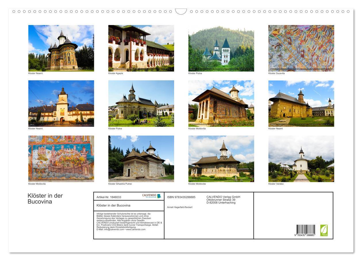 Bild: 9783435288885 | Klöster in der Bucovina (Wandkalender 2025 DIN A2 quer), CALVENDO...