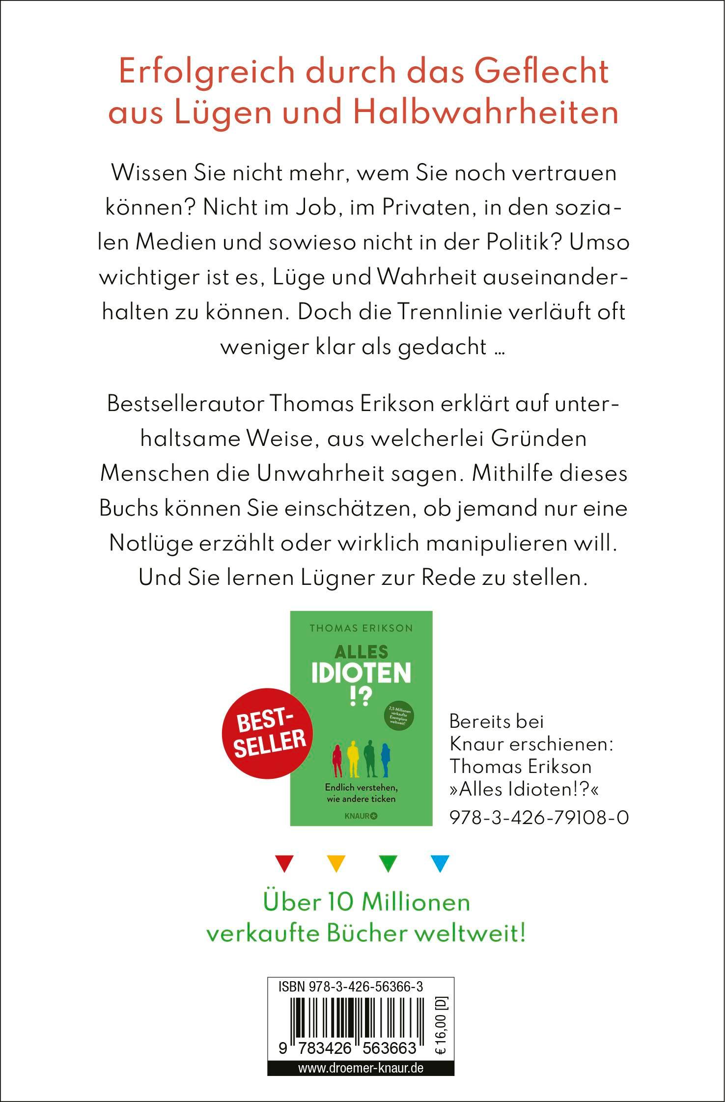 Rückseite: 9783426563663 | Alles Lügner!? | Thomas Erikson | Taschenbuch | 352 S. | Deutsch