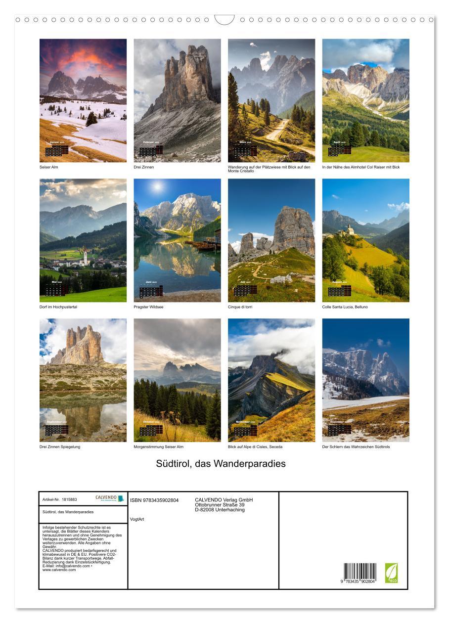 Bild: 9783435902804 | Südtirol, das Wanderparadies (Wandkalender 2025 DIN A2 hoch),...