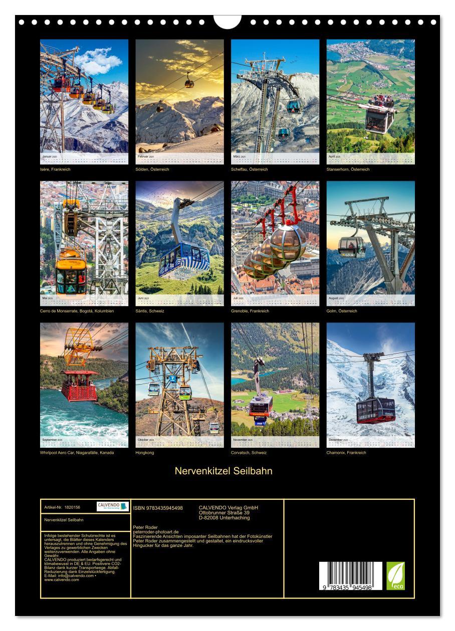 Bild: 9783435945498 | Nervenkitzel Seilbahn (Wandkalender 2025 DIN A3 hoch), CALVENDO...